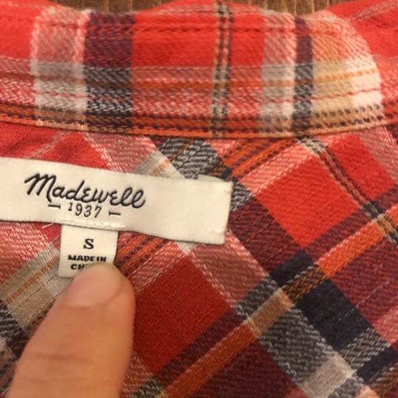 Madewell Women’s Small Red Plaid Shirt EUC - Picture 3 of 3